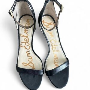 Sam Edelman Black Leather Ankle-Strap Heels